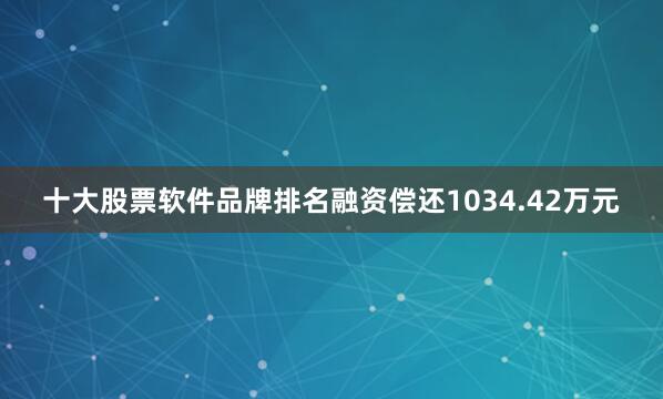 十大股票软件品牌排名融资偿还1034.42万元