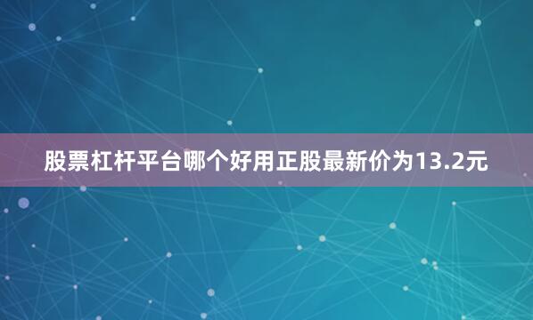 股票杠杆平台哪个好用正股最新价为13.2元