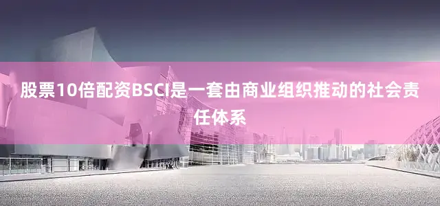 股票10倍配资BSCI是一套由商业组织推动的社会责任体系